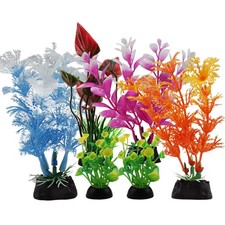 Colorful Aquarium Decorations - 6pcs Plastic Plants for Mini Fish Tanks
