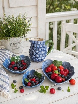 4 Varianten Blaubeere Snackteller Krug Schale Keramik Summer Home Bound Teller