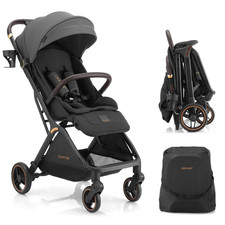 Lightweight Gravity Folding Baby Stroller with Canopy Cup Holder - Dark Gray
