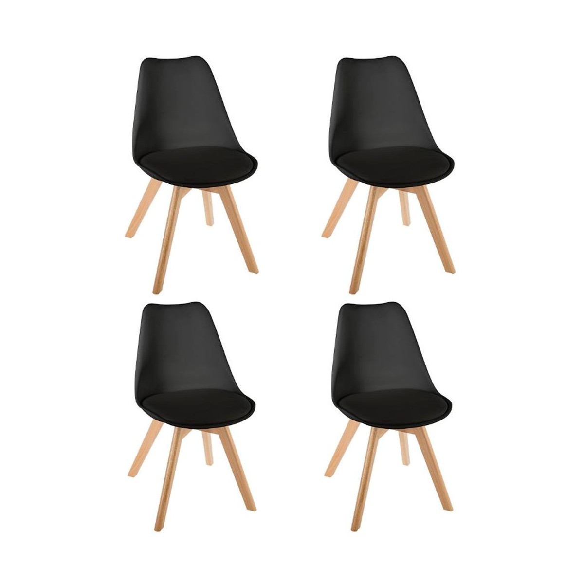 Chaises design Baya lot de 4 chaises scandinaves noires de 81cm