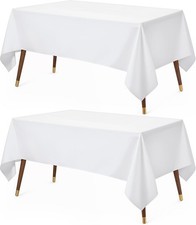 Rectangle Table Cloth 2 Pack 60x102 Inches White Tablecloth Machine Washable