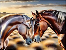 Tile Mural Two Horses Kitchen Bathroom Shower Wall Art Backsplash Marble Ceramic