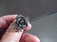 Fashion Jewelry Ring Black and Sparkly Rose Ring size 8.5