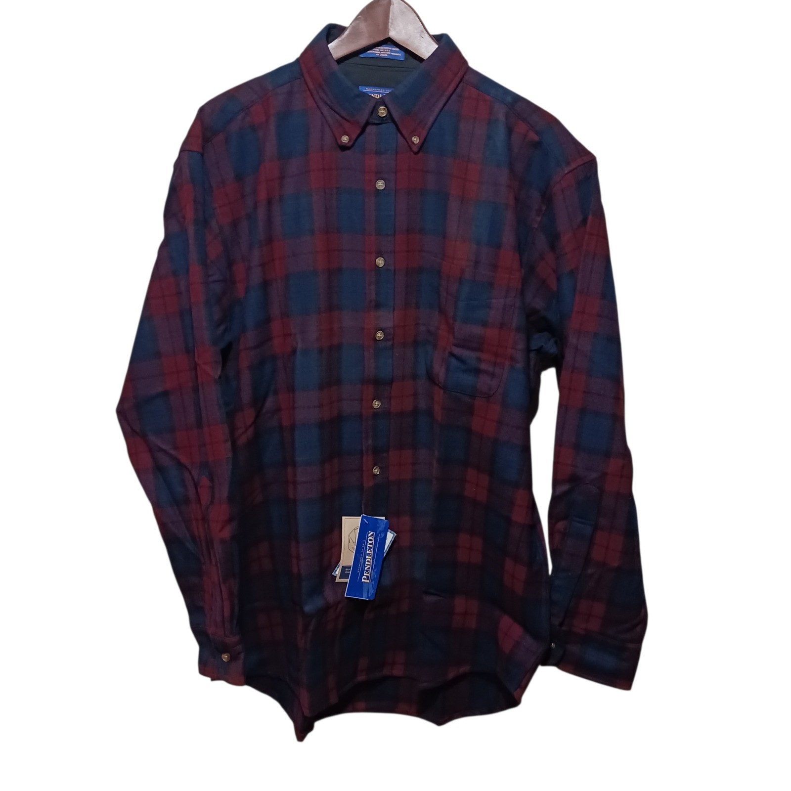 Pendleton Mens Wool Flannel Shirt MacDevitt Tartan Plaid Bur