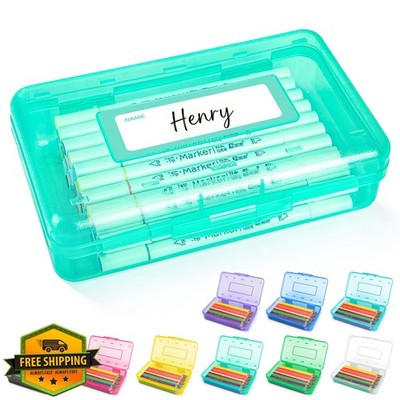Nuozme Clear Pencil Box Light Green for Markers Crayons Art Supplies Storage