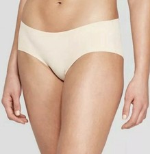 Lot Of 3 Auden Womens Size L 12-14 Hipster Invisible Edge Soft Beige Panties