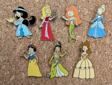 Disney Pin complete set of 7 Kids Dressed As Princesses Tiana Belle Ariel 2012
