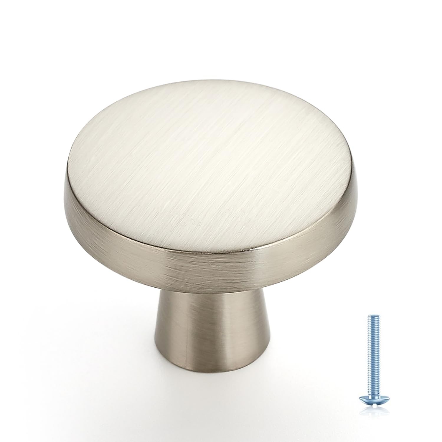 30 Pack Brushed Nickel Round Single Hole Cabinet Knobs for Kitchen