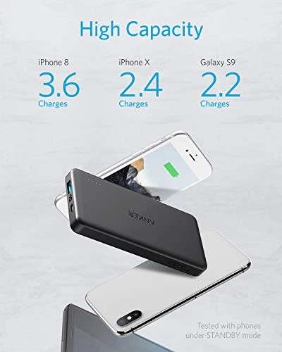 ANKER POWERCORE II SLIM 10000 BANCO DE ENERGÍA ULTRA SLIM, SALIDA 18W, A1261 - NEGRO Foto 4 de 4