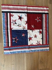 Handmade Americana Lap Quilt Or Wall Hanging Red White Blue