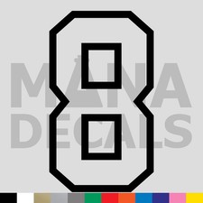 Number Eight 8 Vinyl Die Cut Decal Sticker - Jersey Sport Varsity Outline