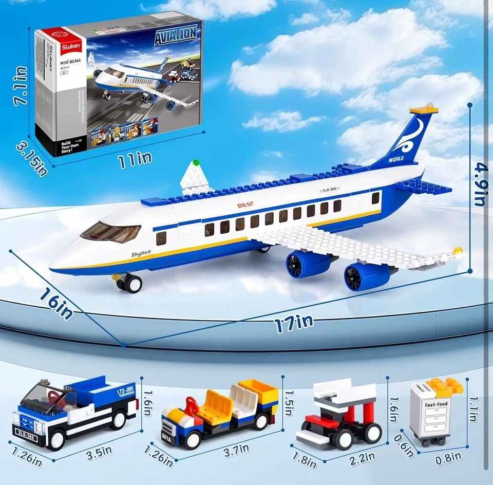 LS-13 Sluban Aviation Building Blocks Plane M38-B0366 NEW - Image 2 of 4