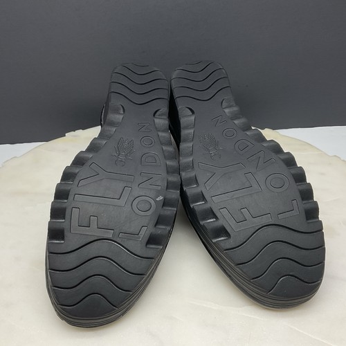 Fly London Yoni Shoes Womens 8-8.5 EU-39 Black Patent Leather Wedge Heel Slip On - Picture 8 of 9