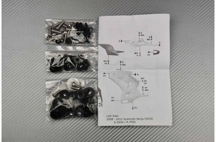 Kit vis de carénage complet noir pour Kawasaki Ninja 250R 2008-2012