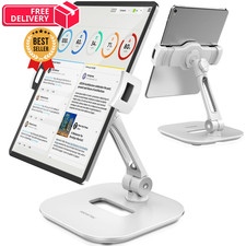 AboveTEK Tablet Stand Holder, Stylish Aluminum iPad Stands, 4"-11", White