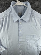 Armani Collezioni Cotton Striped 17 Blue Pocket Long Sleeve Shirt Button Up Men