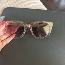 Brown And Pink Coach Sunglasses, With Floral Design On Frames