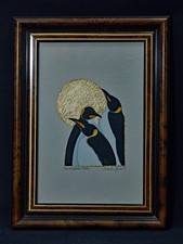 Isabelle Brent King Penguin Watercolour  'Conversation Piece' with 22ct goldleaf