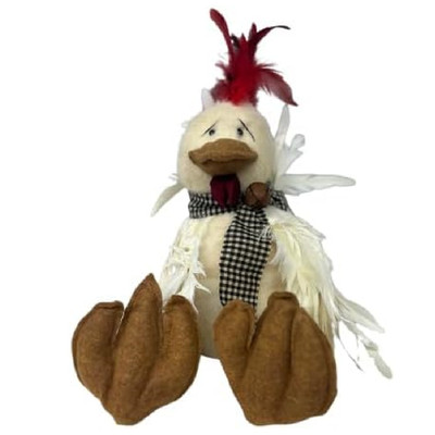 Raggedy Junction Handmade Folk Art Felt Chicken Figurine 16 x 12 x 11 Inches