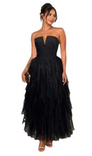 NWT Fashion Nova Whimsygoth Mesh Black Tube Tulle Tiered Maxi Dress Sz L