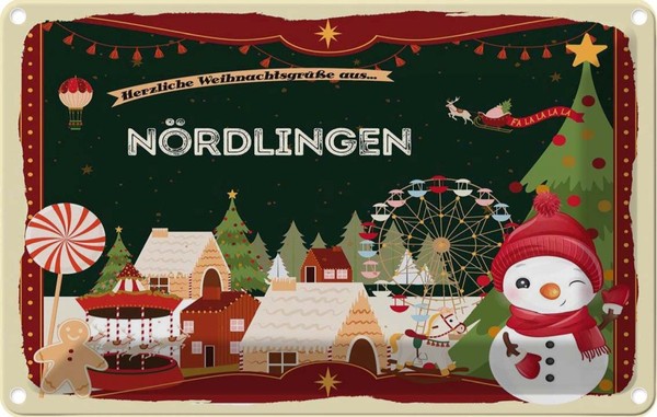 Blechschild 20X30 Cm Weihnachten NÖRdlingen Deko Geschenk Metall Schild-image