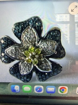 Affinity Diamond Sterling Silver Skylit 1/2ct Flower Design Ring Size 7