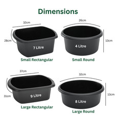 Plastic Circular Washing Up Bowl for Kitchen Basin Sink Round Small Large Bowl