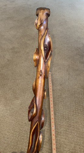 Antique DIAMOND WILLOW WOOD Walking Cane Stick 1856 Bank Upper Panda Handle Coin - Picture 5 of 24