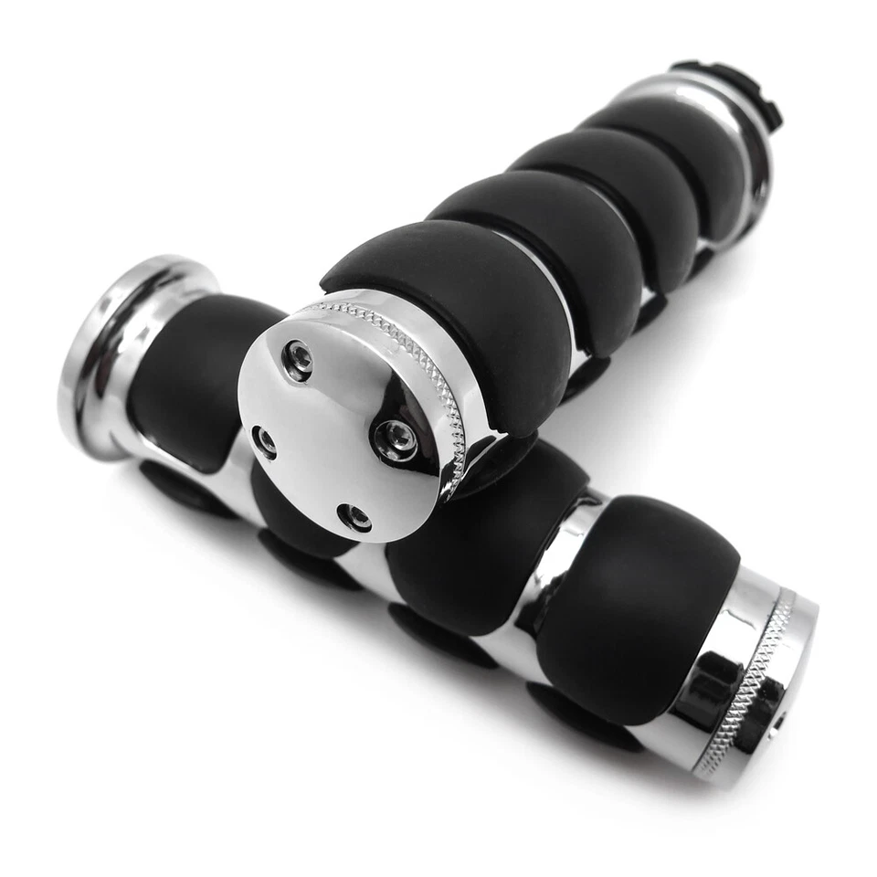 Empuñadura de goma cromada de 1" 25 mm para Harley Davidson FXDWG Dyna Wide Glide Foto 4 de 4