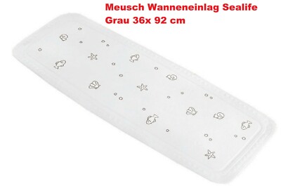 Meusch Wanneneinlag Sealife Grau 36x 92 cm Badematte rutschfeste Duschvorleger 