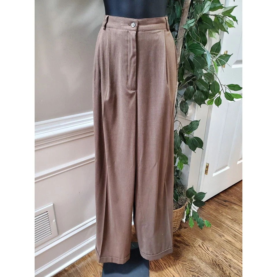 Chaqueta y pantalón para mujer Paradox marrón poliéster de un solo pecho traje de 2 piezas talla 16 Foto 3 de 4