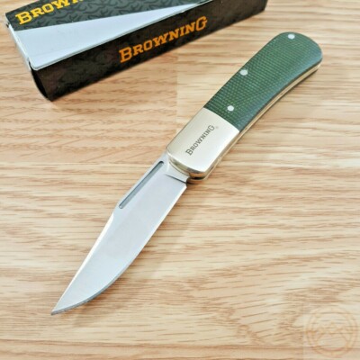 Browning Steambank Folding Knife 2.5'' 12C27 Sandvik Steel Blade Canvas Handle
