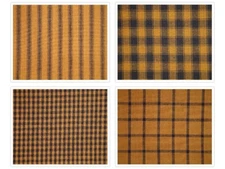 Primitive Spice And Black Woven Cotton Homespun Fabric | Fat Quarter Bundle Of 4