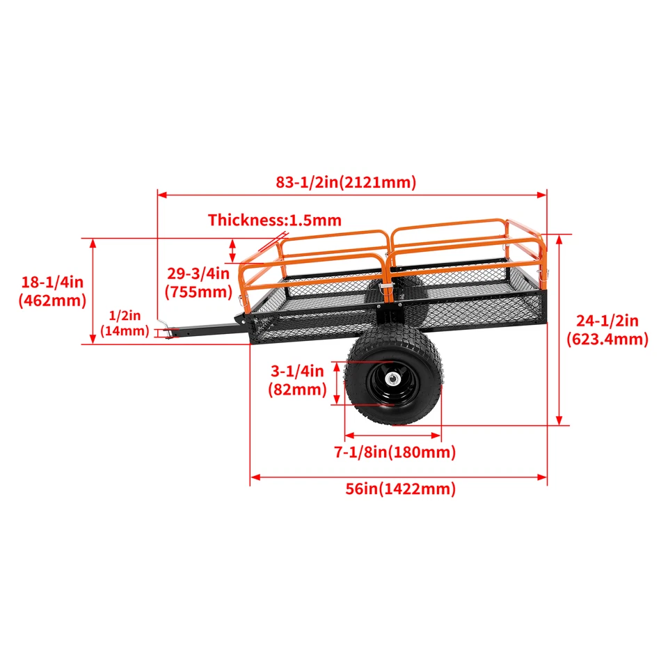 15 Cu.Ft Powder Coated Dump Trailer Tow Behind Dump Cart Utility Cart 1500 lbs - Image 2 of 4