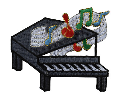 #2779 Piano with Melody Music Notes Embroidery Iron On Applique Patch