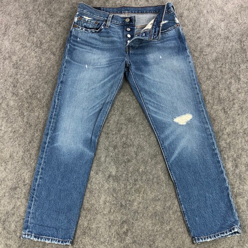 Levis 501 CT Womens Jeans 26 (Actual 29x28) Blue Mid Rise Button Fly Distressed