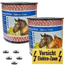 2000 Meter Weidezaunlitze 8 Niro+1 Kupferleiter weiss-rot mit Zubehoer