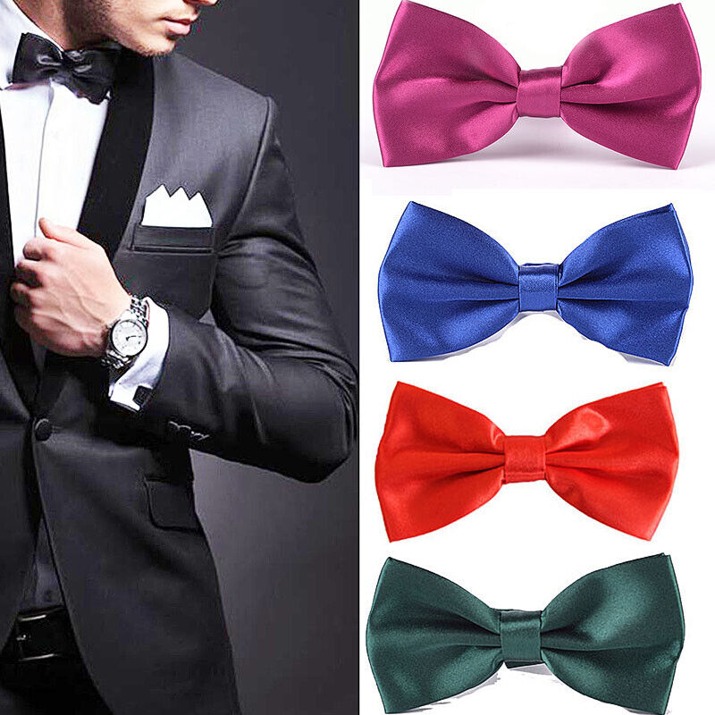 Bowtie Mens Adjustable Formal Wedding Party Necktie Bow Tie Solid Color ...