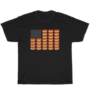Hot Dog American US Flag Hot Dogs Lover T-Shirt