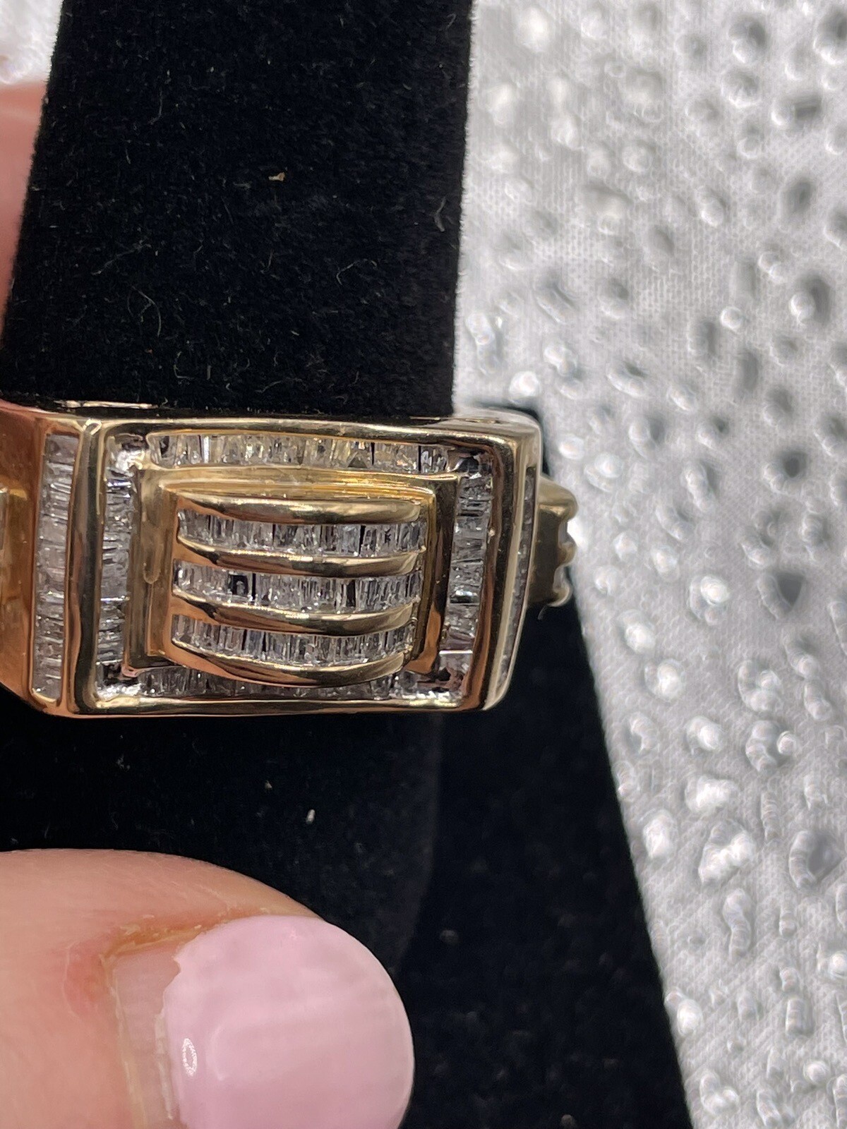 10K Solid Yellow Gold Man Ring With Diamonds, Siz… - image 2