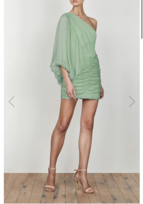 Shona Joy Desi One Shoulder Ruched Mini Dress Spearmint Green Wedding 8 NWT  $320 | eBay