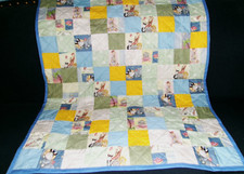 Handmade Baby Crib Quilt, Sweet Cute Animal Prints, 40" x 46"