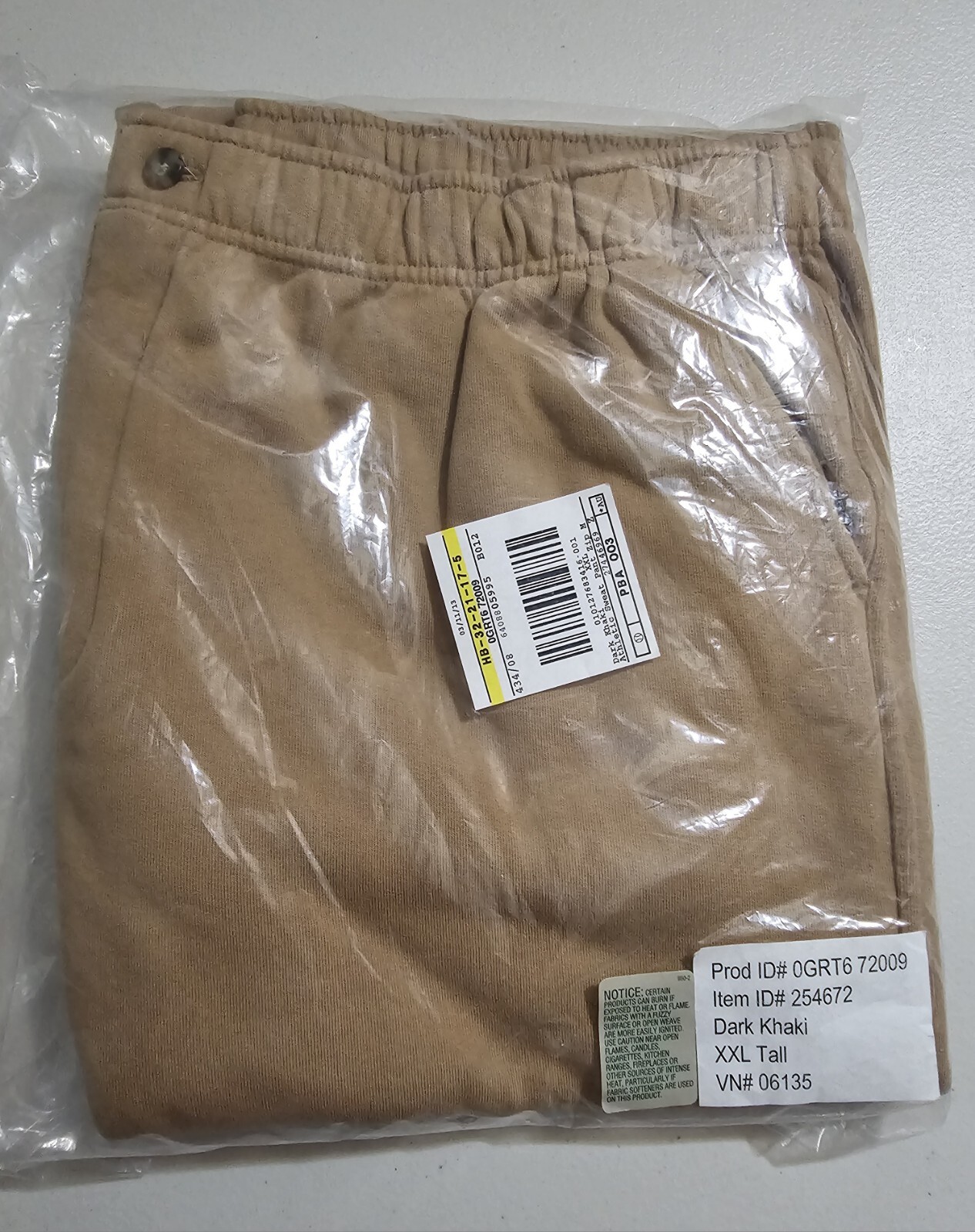 NIP Mens LL BEAN Dark Khaki SweatPants size XXL  Tall