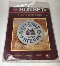 Sunset Stamped Cross Stitch Kit 4925  Welcome Friends  Fits 12  Loop New Sealed