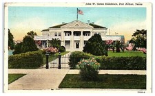 1948 John W Gates Residence Lake Shore Dr Port Arthur Texas Postcard Curt Teich
