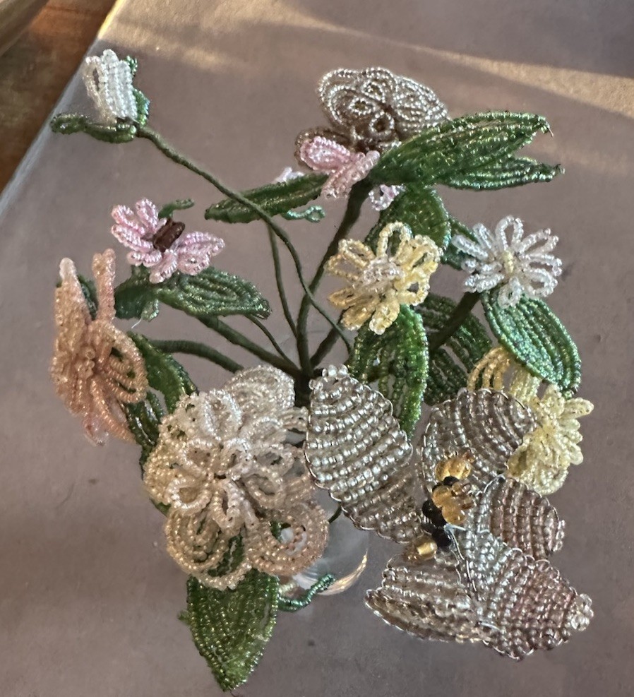 Vintage French Seed Bead Flowers Handmade