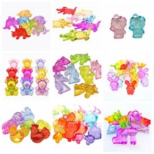 10 pcs Transparent Acrylic Cartoon Animal Pendants Various Charms Kids Craft