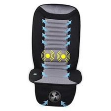  SL-252 Cool Air Car Seat Cushion with Back Massage, 12V Fan Black and Grey