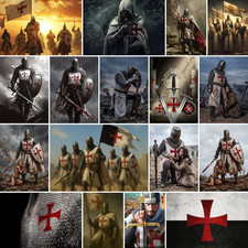 Großes A0 A1 Tempelritter Christ Kreuzzug Jesus Christus Wandbild Poster Flagge