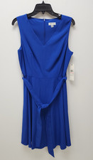 NWT Calvin Klein Royal Blue Sleeveless Belted A-Line Dress Size 10, MSRP $129